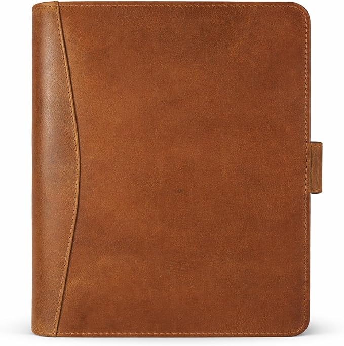 Leather Padfolio Legal Pad Portfolio Organizer | Handmade Executive Notebook Binder | Heavy Duty Full Grain Cow Hide Resume Interview Folio for Men Women, Rustic NoteBook Folder (Cognac Tan)