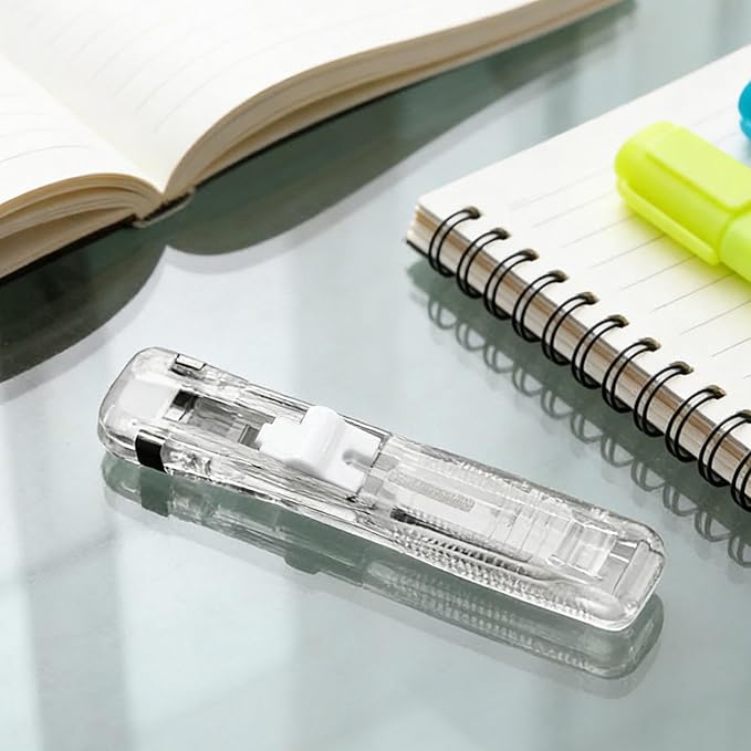 Portable Binder Clip Stapler | 40 Sheets Capacity Paper Clip Dispenser - with 50 Stainless Refills Desktop Reusable Clamp Stapler - for Teacher Student Office School Home Craft