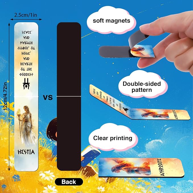 Greek Mythology Magnetic Bookmark Gift - Wxiben 30 Pcs Olympians Gods Bookmarks for Reading Ancient Greek Olympians Book Marks Page Magnets Marker Clip Gift for Book Lovers Students Teacher Bookish