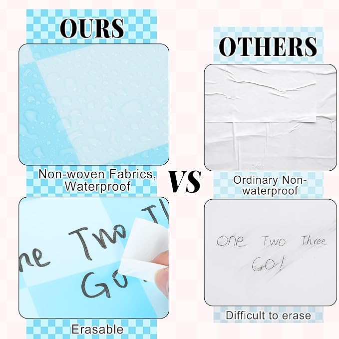 Blue Checked Bulletin Board Roll Pastel Blue Reusable Waterproof Erasable Bulletin Board Poster Non-Woven Fabric Checked Wrapping Paper for Father's Day Easter Classroom Decorations 15.55inx20ft