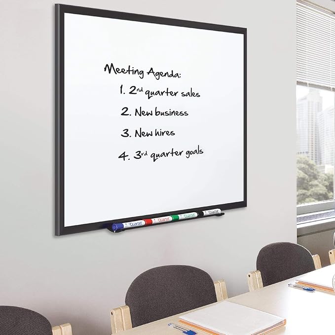 Quartet Magnetic Porcelain Whiteboard, 4' x 3' White Board, Premium, Duramax, Black Aluminum Frame (2544B)