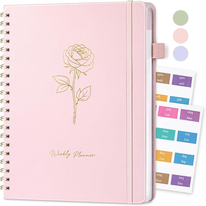 Oucaru Undated Weekly Planner, 8.5"x11", A4 Size To Do List Notebook with Goal & Habit Tracker Organizer, 52 Weekly Planner Notebook with Spiral Binding for Office Home School Supplies