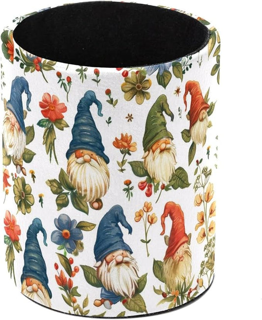 Desk Organizer Pen Holder for Desk, Gnomes Florals Pencil Holder, Large Capacity Pen Cup Makeup Brush Holders Desktop Office Supplies Storage Organizer