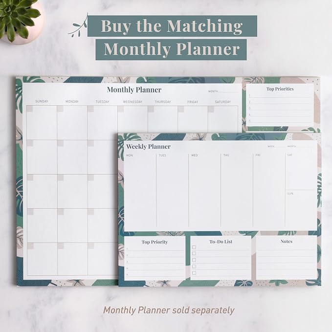 Riley's Weekly Planner Pad, Calendar Tear Off, Desk Organizer, To Do List Notepad, Undated Daily Planner 11" x 8.5"