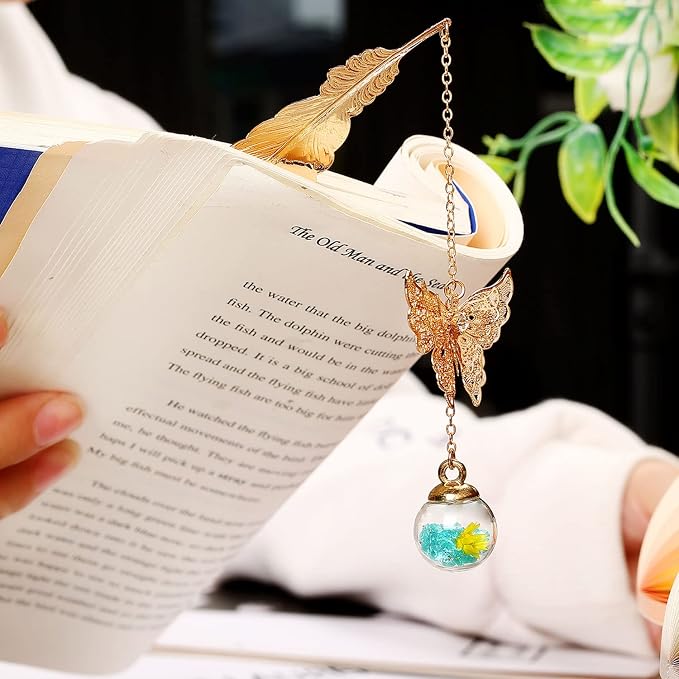 Teacher Appreciation Gifts for Women - Metal Feather Bookmark with 3D Butterfly Charm – Mother’s Day Gifts for Mom, Thank You Gifts, Book Lover Gift Under 10 Dollars, Gift Box Included