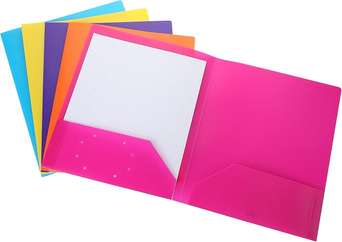 Mr. Pen- Plastic Folders with Pockets, 5 pcs, Aesthetic File Folder with Business Card Slot, 2-Pocket Folder, Back to School, Office, Filing Supplies