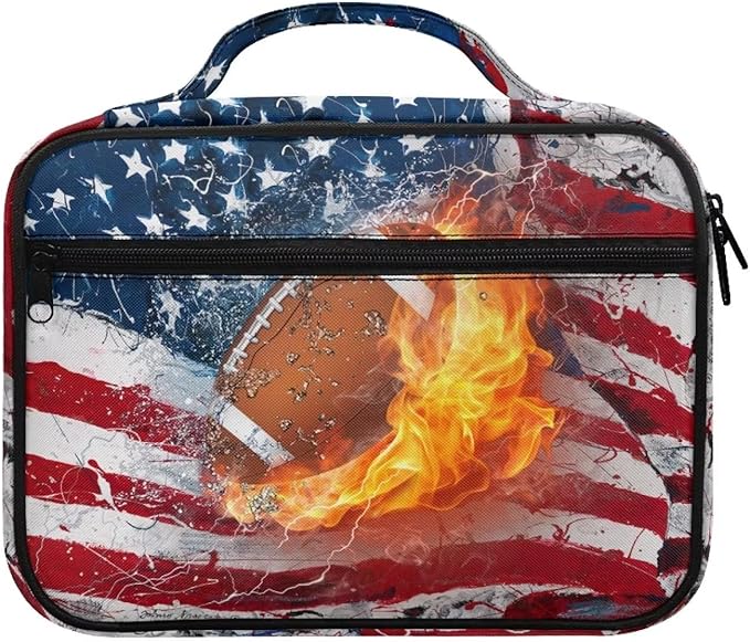 Ice Fire Rugby Football USA Flag Bible Cover for Men Kids Boys 4th of July Independence Day Memorial Day USA American United States Patriotic Print Bible Case Carrying Book Case for Study