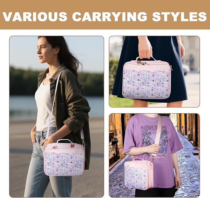 Bible Bag for Girls with 2 Separate Compartments, 600D Oxford Durable case, Fits up to 10.6” Bible, Floral Gift | Two Compartments