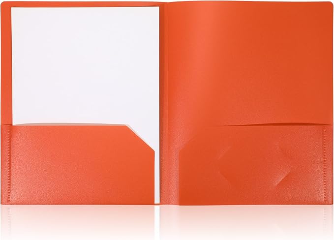 1 Pcs Heavy Duty Plastic Folders 2 Pocket File Folder Fit Letter Size for Home Office School Communication Presentation Report Sheet Protectors (Orange)