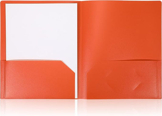 1 Pcs Heavy Duty Plastic Folders 2 Pocket File Folder Fit Letter Size for Home Office School Communication Presentation Report Sheet Protectors (Orange)