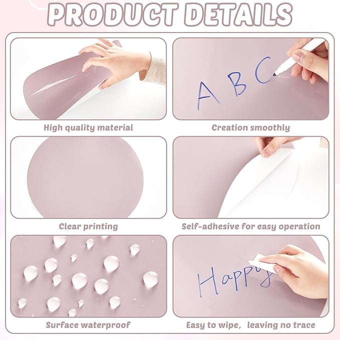 gisgfim 24PCS Dry Erase Dots 12 Inch Whiteboard Marker Wall Decor Removeable Circle Sticker Spots Writing Spots Set for Classroom Table Teachers Students School Supplies (Boho)
