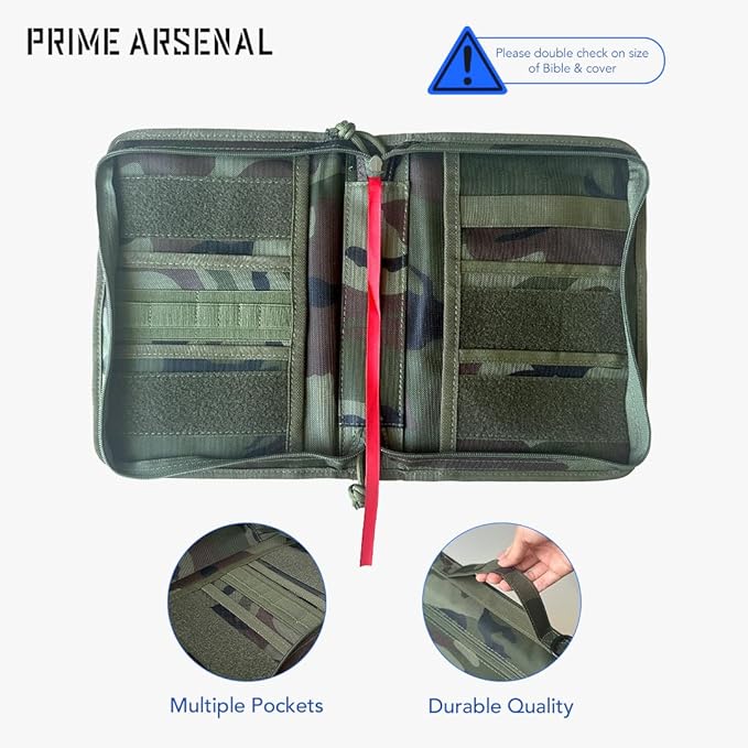 Tactical Bible Case for Men, Bible Cover for Men, Gift for Women, Bible Book Cover, Bible Cover Case with Patches, Great Christian Gift for Friends and Family (Woodland)