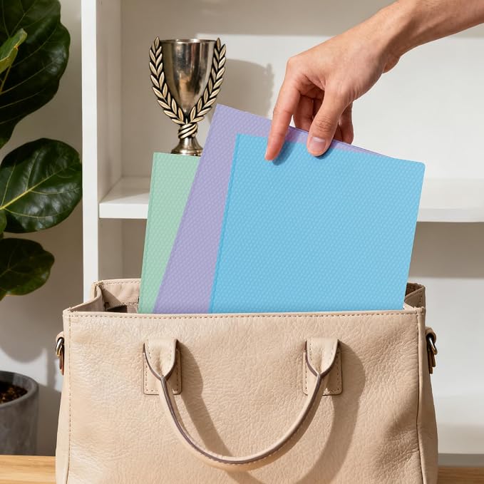 60-Pack Plastic andPockets and Prongs,2-Pocket and3 Fasteners, Pastel Folders Holds 8-1/2" x 11" Paper for School/Office/Home, Blue