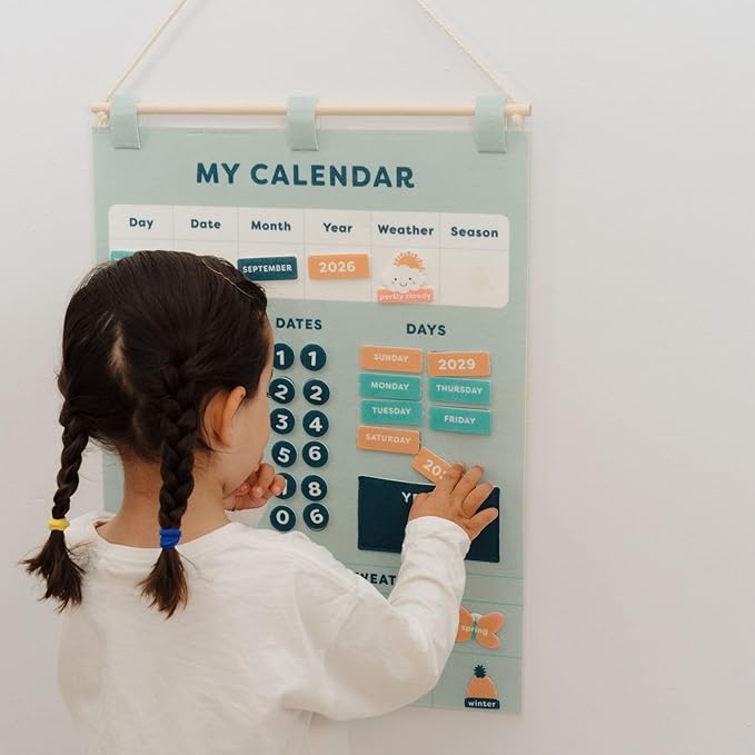Beautiful Toddler and Kids Calendar - Perfect Homeschool Supplies With Months, Days of the Week, Season and Weather - Cute Play Room Decor Essentials for Preschool Learning & Organization