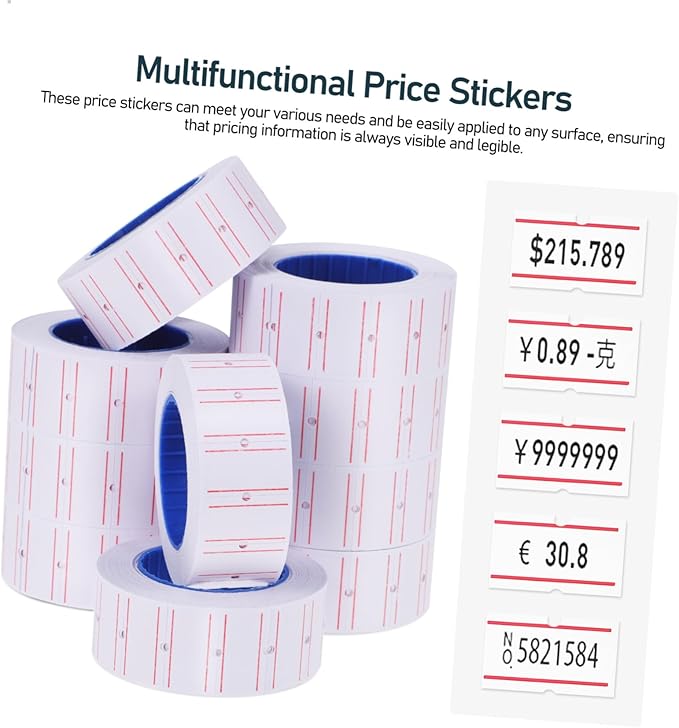 Angoily 10rolls Paper Sticker Price Tags Self-Adhesive Price Labels for Retail Stores Garage Tags Jewelry