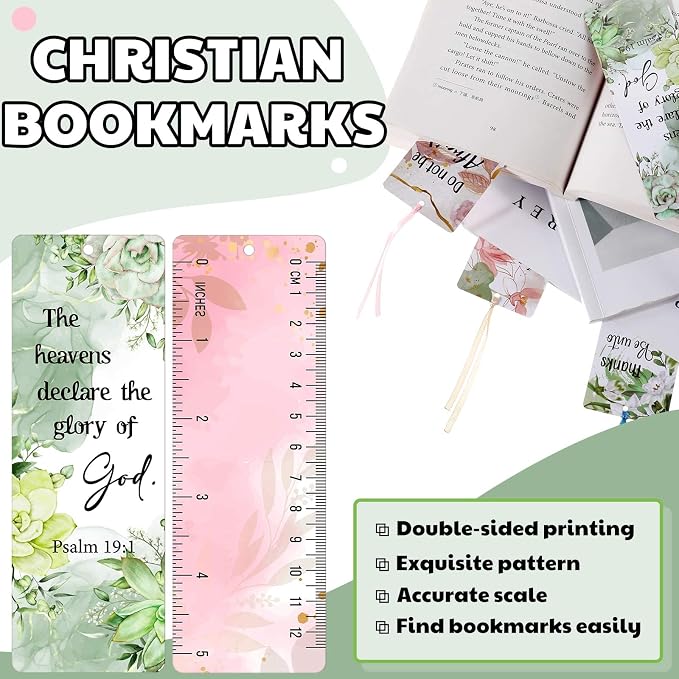 Chinco 120 Pack Christian Bookmarks for Women Inspirational Scripture Christian Book Markers Christian Gifts for Women Bulk Flower Page Clips Presents for Women School Office Supplies