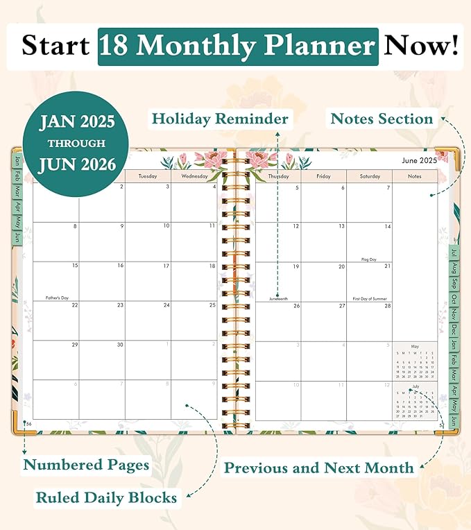 2026 Appointment Book, Hardcover Planner 12 Months Weekly and Monthly (January 2026 - December 2026), 8.5"x11" Daily Hourly Planner 60-Minute time Slots, Spiral Calendar Schedule Book for Work School Teacher Student, Orange Floral