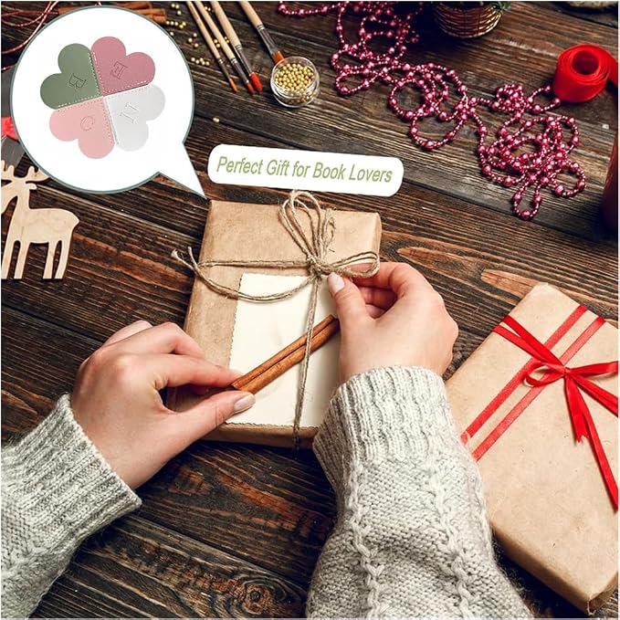 Personalized Leather Heart Bookmark, 26 Letters Customized Corner Book Mark for Reading Women, Book Marker with Initials，Cute Gifts (White+Deep Pink, Z)