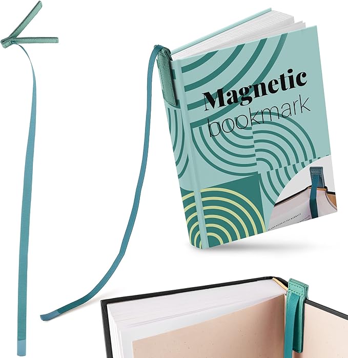 Superior Essentials Planner Magnetic Bookmark - Genuine Leather, Single Long Ribbon Bible Bookmark for Book Lovers - Amplify Your Love for Books with Our Elegant Ribbon Page Marker (1PC, Aqua Blue)