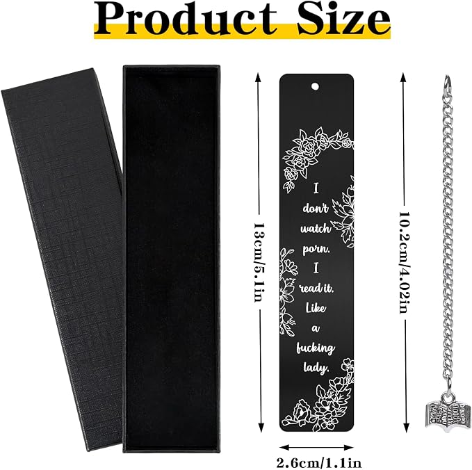 Smut Bookmark Gifts for Men - I Don't Watch Po*n Read It Like a Fu*King Lady Bookmarks Funny Smutty Personalized Unique Metal Book Marks Accessories for Reading Readers Friends Bookworm