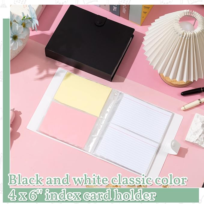 Geyee 2 Pcs 4 x 6 Inch Index Card Holder Binder Note Book Recipe Card Organizer Pouches Clear Plastic Sleeves Flashcard Filing Products with Divider for Office, Total 160 Page, Hold 320 Piece