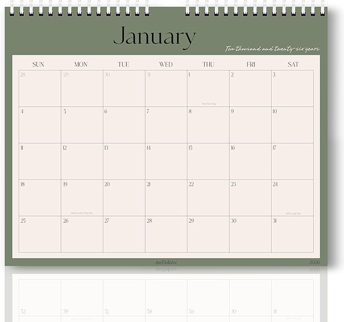 Aesthetic 2026 Wall Calendar - 12 Monthly Calendar from January 2026 to December 2026, 13.7" x 11", Modern Horizontal Wall Hanging Calendar for Organizing & Planning