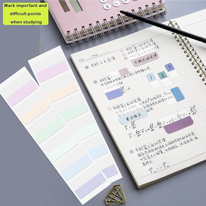 240PCS Sticky Index Tabs, Colored Strip Page Markers, Writable and Repositionable File Tabs Flags for Pages, Reading Notes, Classify Files, 12 Colors(1.8x1 inch)