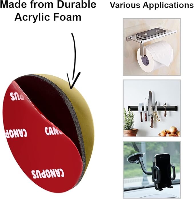 CANOPUS Circle Double Sided Adhesive Pads, Mounting Foam Tape, Made in USA, 5952 Roll, 8-PCs 1.5 in Diameter Circle Pack, with Box Cutter (1PC) and Razor Replacement (2PCs)