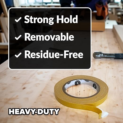 HIPPIE CRAFTER 5 Pack Double Sided Tape for Woodworking, 1/2 Inch Wide Heavy Duty Woodworking Tape for CNC Machines and Routing Templates, 60 Feet Each, 300ft Total