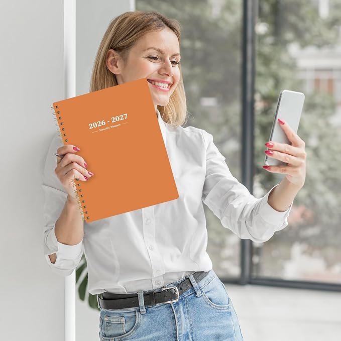 Ymumuda 2026 Planner-2 Year Monthly Planner 2026-2027, JAN.2026 - DEC.2027, 8.5" x 11", 26-27 Monthly Calendar,Large Planner with Spiral Bound, 24 Months Perfect for School Office Schedule - Orange