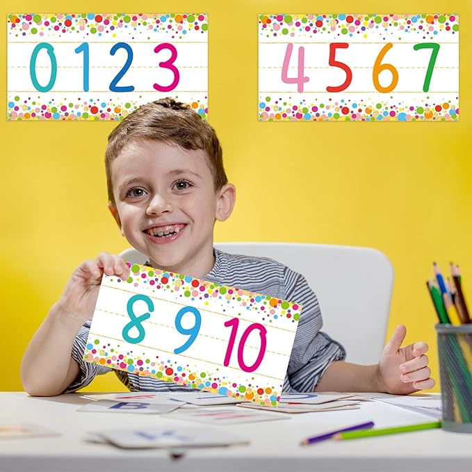 12 Pieces Alphabet Bulletin Board Strips Set Alphabet Line ABC Alphabet Banner & Number Border Posters for Preschool Kindergarten Classroom Playroom Bedroom (Confetti)