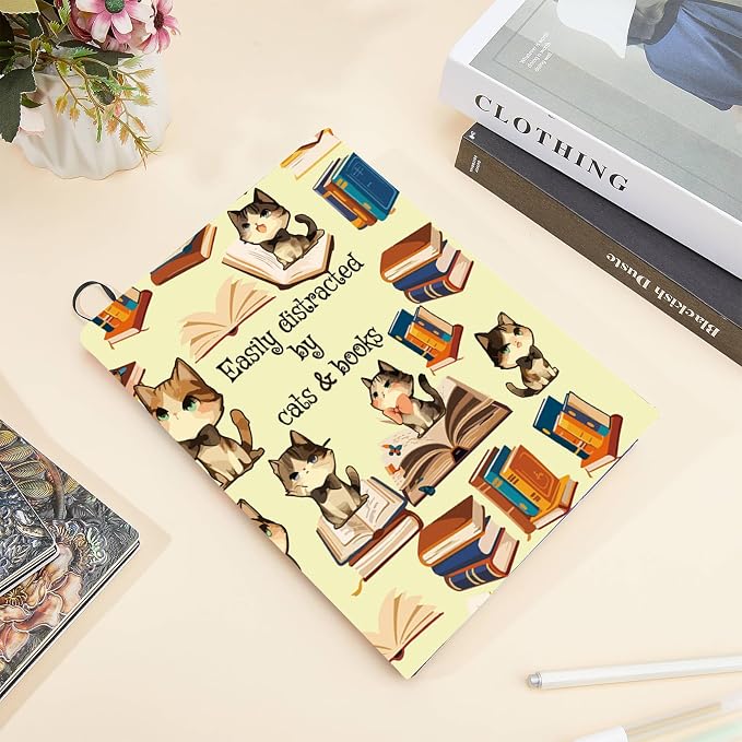 CRASPIRE Cat Stretchable Book Cover Books Animals Yellow Washable Reusable Large Nylon Cloth Polyester Book Protector Elastic Notebook Wraps Suitable for Most Hardcover Books