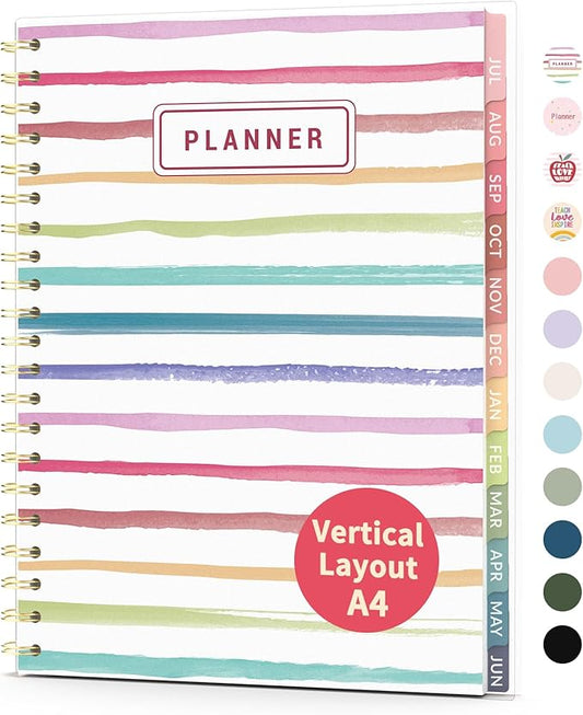 Teacher Planner 2026-2027, Forvencer Academic Planner 2026-2027, Jul 2026 - Jun 2027, 8.5"x11", Weekly & Monthly Planning Book with 7 Periods, School Agenda for Teacher Student, A4, Color Stripes