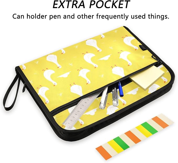 Cute Geese Cartoon File Folders,Plastic Folders with 13 Pockets,Expandable File Folder for Documents School Students Office,Aesthetic Folder with Labels A4 Letter Size
