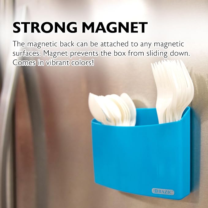 BAZIC PRODUCTS Magnetic Locker Storage Box, 3 Compartments, Magnetic Poly Bin, Grab-and-Go Opening, for School Gym Lockers, Case of 12