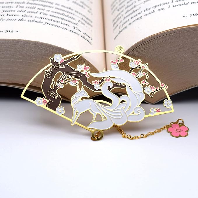 BLBMH Kitsune Metal Anime Bookmark Birthday Gifts Christmas Stocking Stuffers Cute Book Markers for Women Book Lovers Teens -K1 3in1