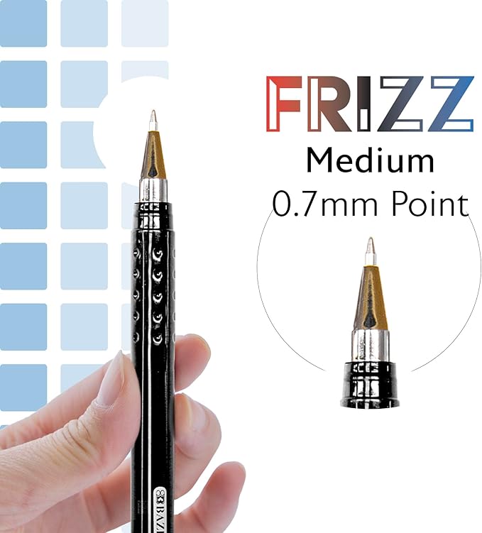 BAZIC PRODUCTS Frizz Erasable Gel Pens, 0.7mm Medium Point, Black Ink, Smooth Writing & Drawing Planner, 2 Per Pack, 24-Pack