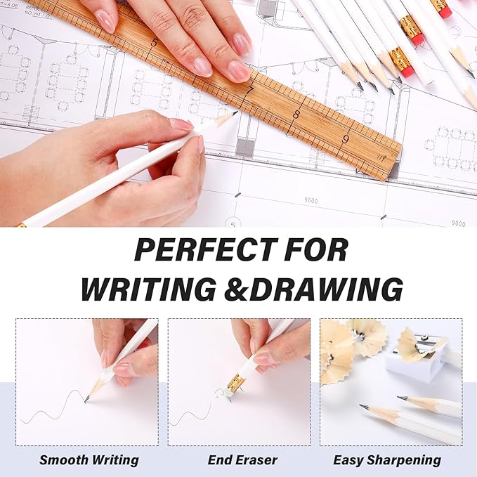 TecUnite 60 Pcs HB Pencils #2 Unsharpened Wood Cased Pencils with Eraser Hexagonal Pencil Cute Graphite No 2 Pen for Adults Gifts Exam School Office Sketching Learning(Blue Green Series, Gold)