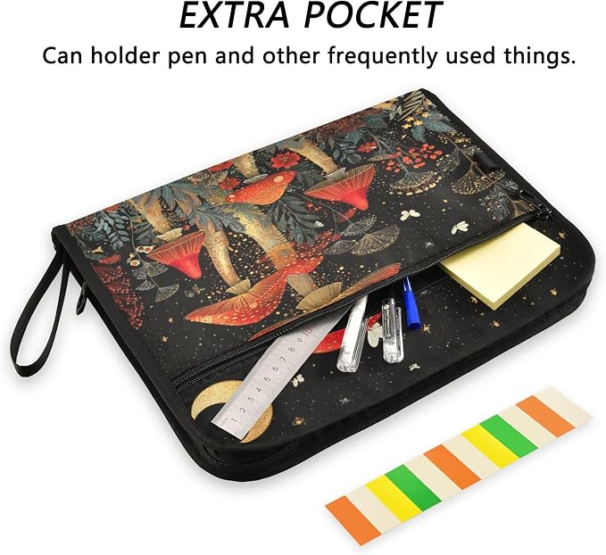 Red Mushrooms at Night Accordion File Organizer Expanding Document Folder with 13 Pockets Portable File Folder for A4 Letter Size