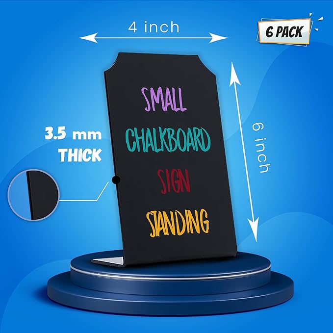 Chalkboard Sign with Stand | Mini Tabletop Food Display -Small Chalk Blackboards with Stand for Cafe & Restaurant Parties Place Cards Buffet Menus and Events Weddings - 4 x 6 Boards (6)