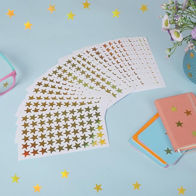 ONEDONE Gold Star Stickers for Kids Reward 2400 PCS 0.6" Small Star Reward Stickers for Kids Behavior Chart School Classroom Teacher Supplies