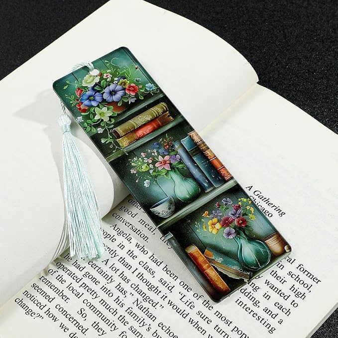 Colorful Art Flower Bookshelf Bookmark - Romantic Artsy Vibe Bookmarks, Perfect Reading Gift for Book Lovers, Bookworms and Friends (2pcs/Set A)