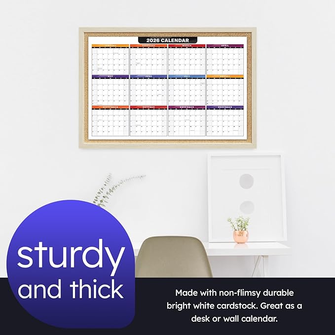 2026 Full Desk Calendar - 11 x 17” Large Size 12 Month Wall Planner for Office and Homes - 2 Sided Vertical and Horizontal Reversible - Printed on Thick & Durable 80lb Cardstock (216 gsm) - 2 Per Pack