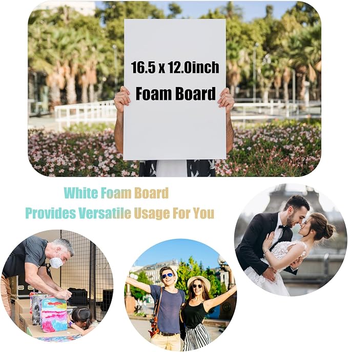 EPHECH 30 Pack White Foam Board 12" x 16.5", 3/16" Foam Core Baking Board for Projects, A3 Polystyrene Mat Board Poster Foam Board Sheets for Art Crafts, Presentation, Wedding, School Projects