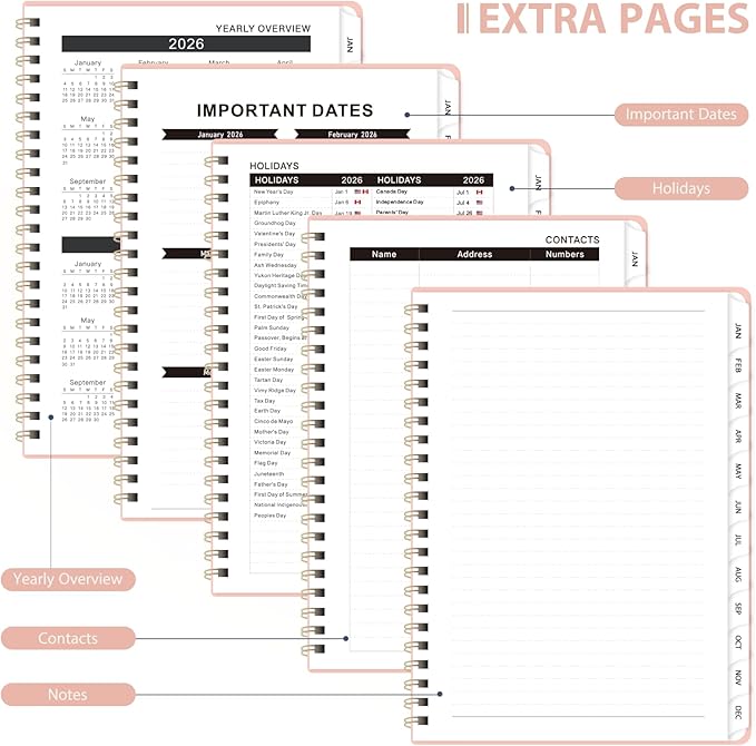 2026 Planner, Weekly and Monthly Calendar Planning Agenda, Jan 2026 - Dec 2026, Academic Planner Book, Desk Accessories and Office Supplies for women & men - A5 (6.3'' x 8.5'')