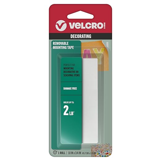 VELCRO Brand "VELCRO Brand - Removable Mounting Tape, Damage-Free Decorating, 18"" x 3/4"" Roll" (95178)