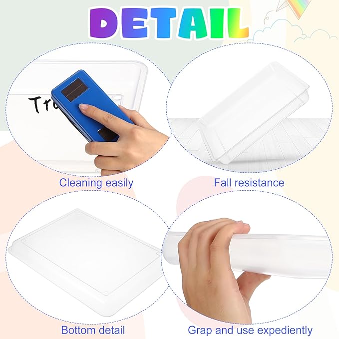 Hoteam 10 Pcs Flat Storage Organizer Tray Bin Paper Tray for Classroom Plastic Stackable File Organizer for School Office Teacher Book Organization(Clear,16.14 x 11.81 x 1.38 Inch)