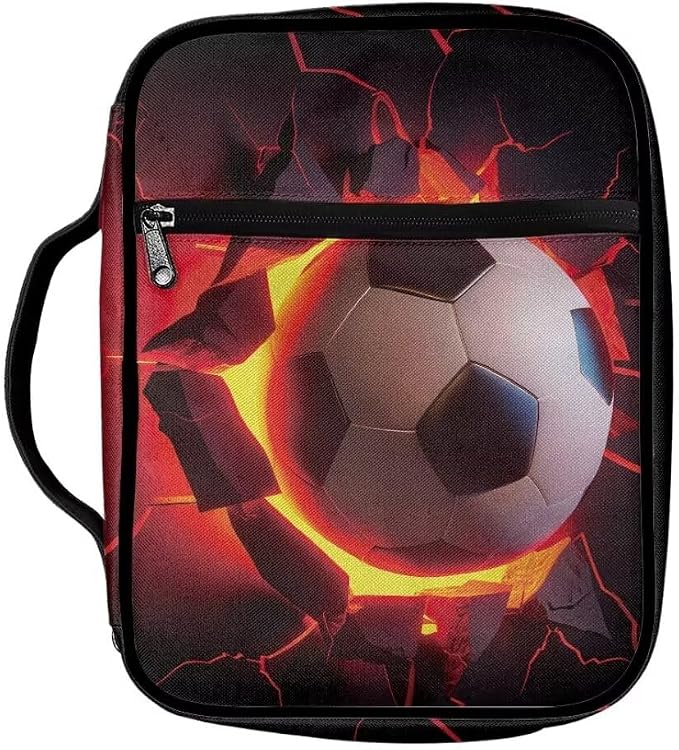Coldinair Football Bible Cover with Handles,Zippered Bible Carrying Case for Women Men Bible Tote Bag Bible Book Cover Accessories,Christian Church Bag Purse