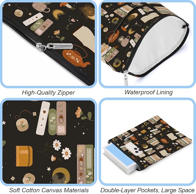 Book Sleeve Book Protector Book Pouch Book Lovers Gifts Bookish Gifts Book Cover with Zipper for Hardcover Paperback Washable Book Coffee Printed Gift Bag for Women Mom Boss Birthday, BookCover