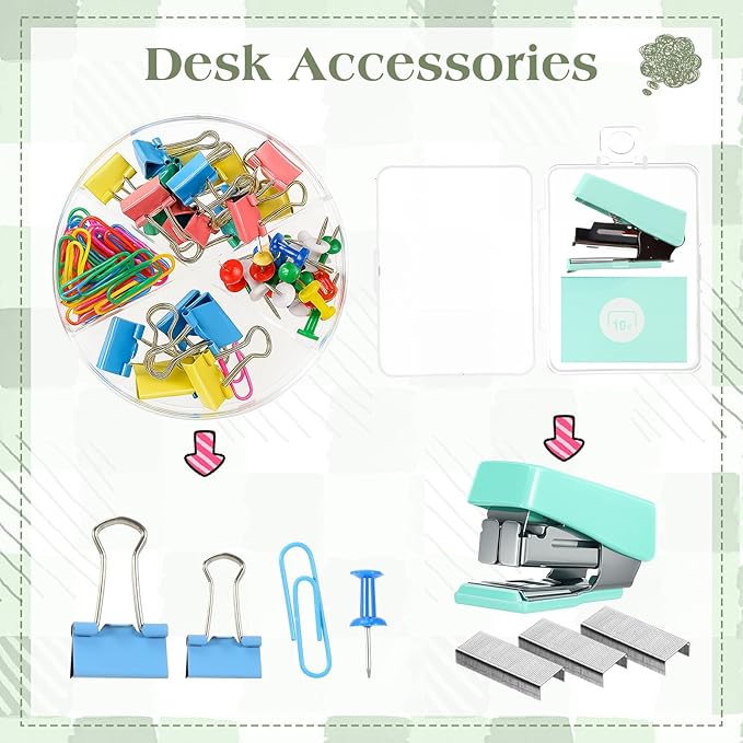 Eersida 58 Pcs Aesthetic Office Supplies Christmas Gifts with Large Pencil Pouch Ink Gel Pens Highlighters Sticky Notes Color Pens Stapler Stationary Set